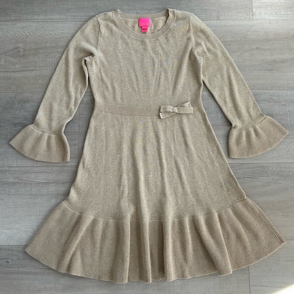 Lilly Pulitzer Girls Gold Dress XL - Picture 1 of 7